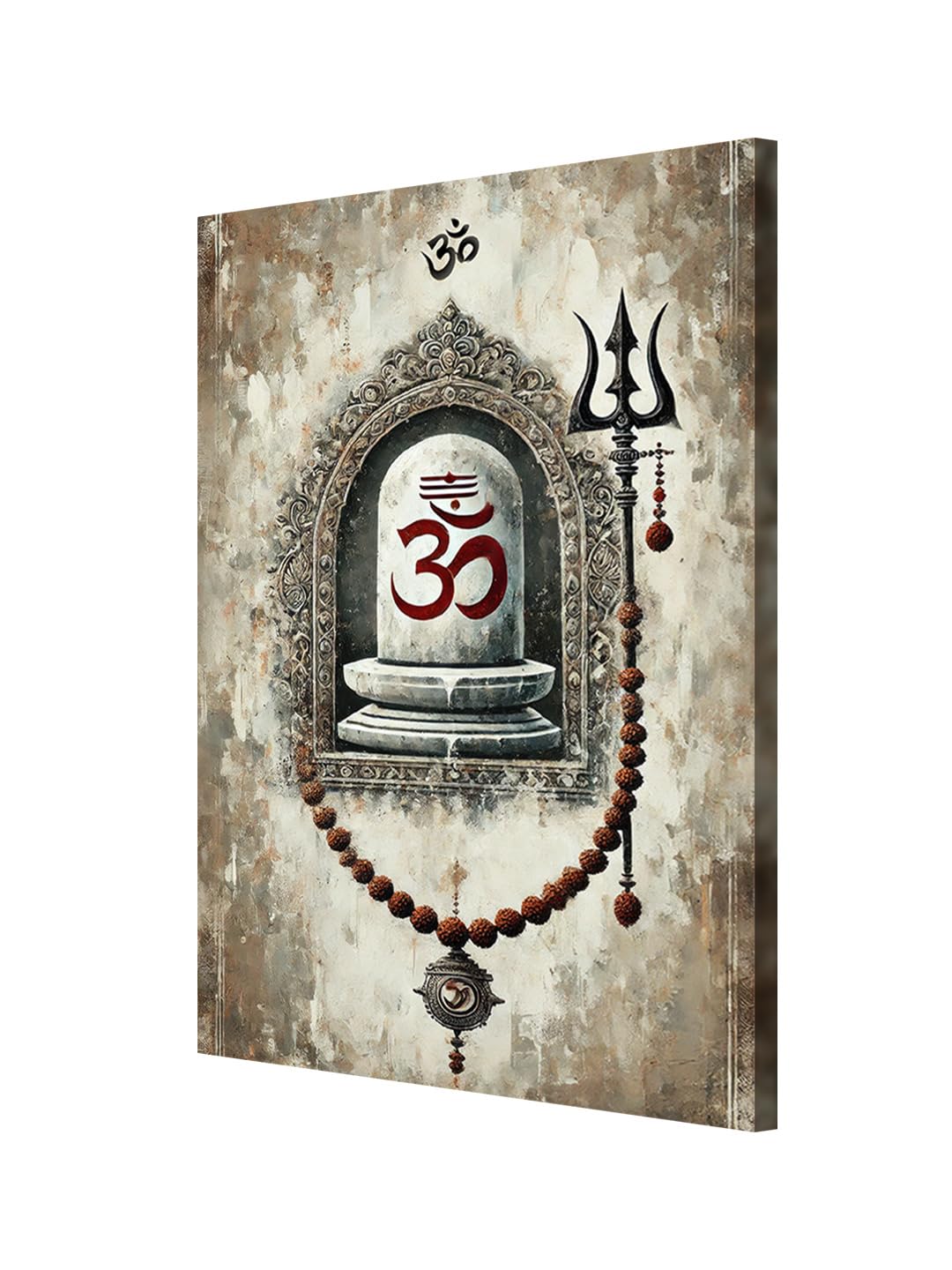 999Store Om And Shiva Lingam Canvas Art - Devotional Wall Decor For Spiritual Spaces(24X36 Inch_ Canvas) Flp24360741